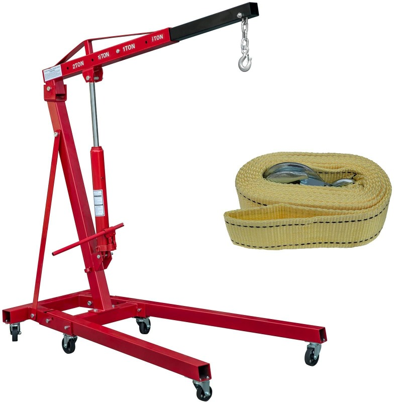 Engine Hoist Crane - 2トンヘビーデューティーエンジンホイスト油圧式ショップクレーン折りたたみ式モバイルリフト（自動車トランスミッションエンジンブロック取り外し用）