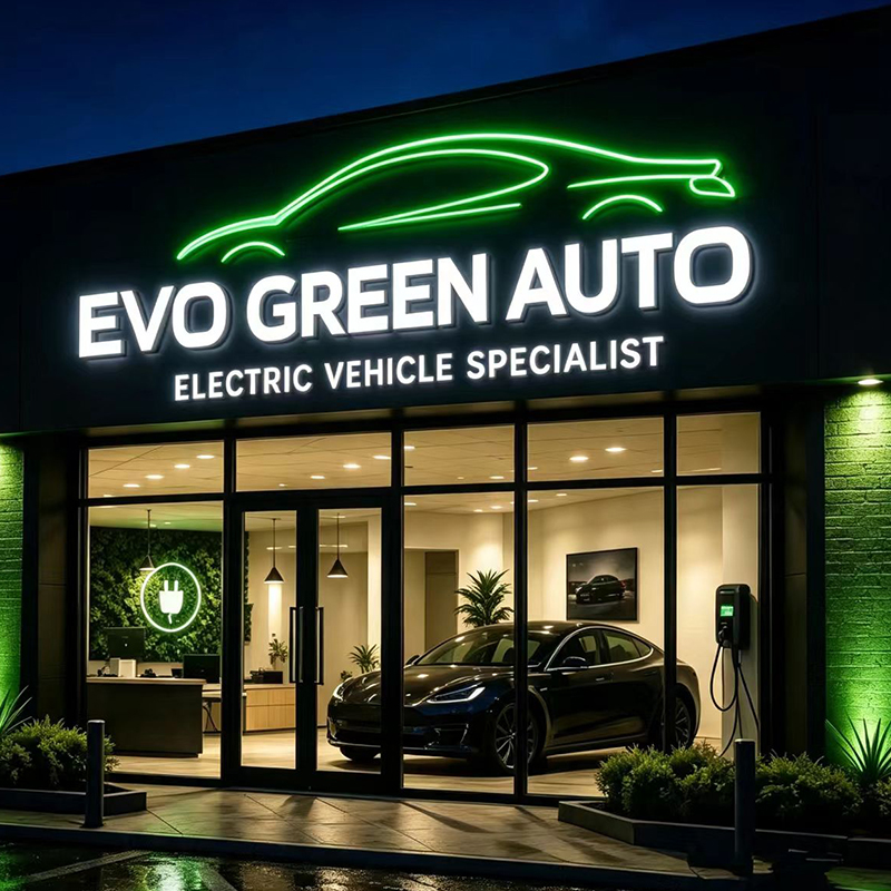 Auto Repair Shop Logo - カスタムLEDバックライト文字看板 屋外防水 車両整備工場 フロントライトライトアップロゴ看板 無料デザイン ビジネス向け