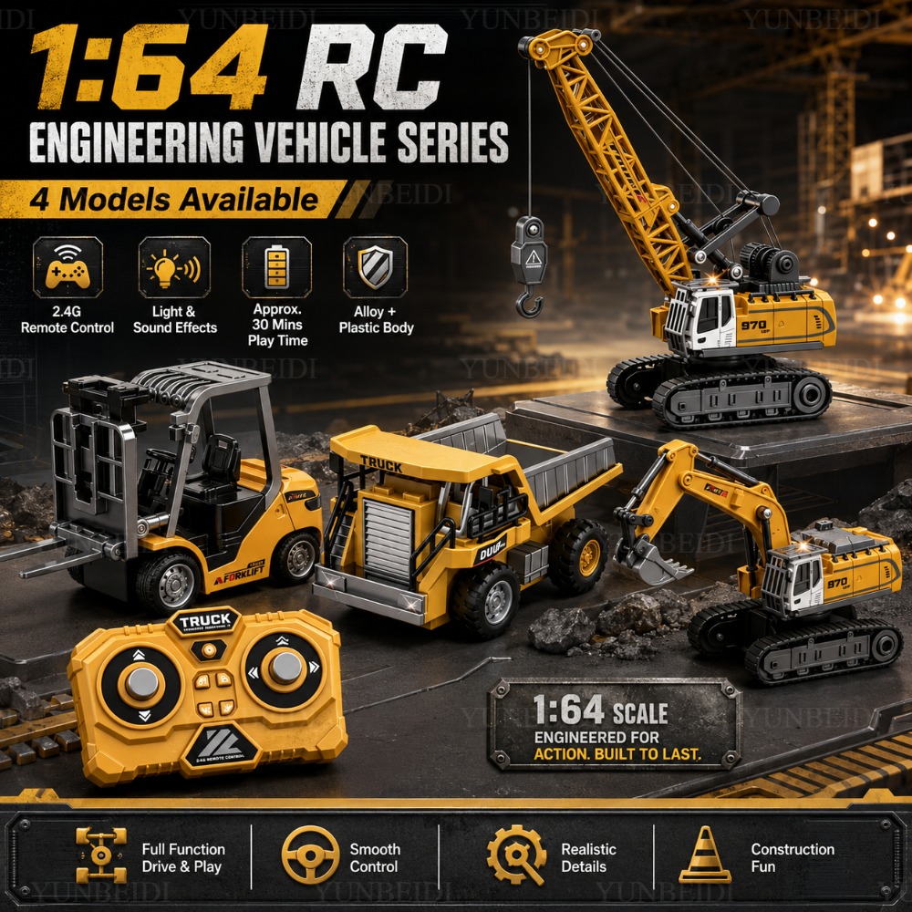 Engine Hoist Crane - リモートコントロールミニ合金車 1:64 フォークリフトクレーン掘削機デスクトップゲーム 2.4G RC エンジニアリングリフトトラック子供のおもちゃフェスティバルギフト