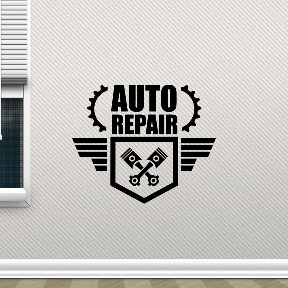Auto Repair Shop Logo - 自動壁修理ステッカー,創造的なレンチ,飛行モチーフ,アートデッキ,カーサービス,ガレージ,店舗,ビニールステッカー