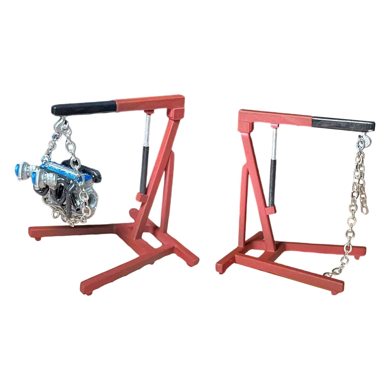Engine Hoist Crane - 1:64 ジオラマカーエンジンクレーンモデル、ミニチュアエンジンホイスト小型頑丈な写真撮影用小道具カーワークショップガレージアクセサリー