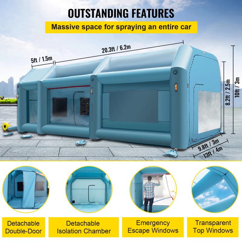 【人気商品】インフレータブルペイントブース 車用塗装ブーステ - Inflatable Paint Booth のレビューと価格