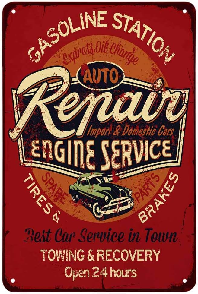 自動車修理エンジンサービスのブリキ看板、ガソリンスタンドのタ - Auto Repair Shop Hours のレビューと価格
