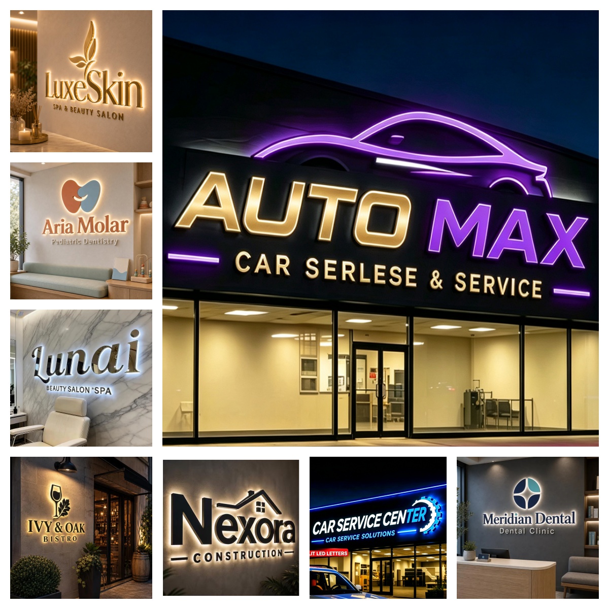 3D カスタム LED 照明付き文字看板屋外耐候性自動車修理 - Auto Repair Shop Logo のレビューと価格